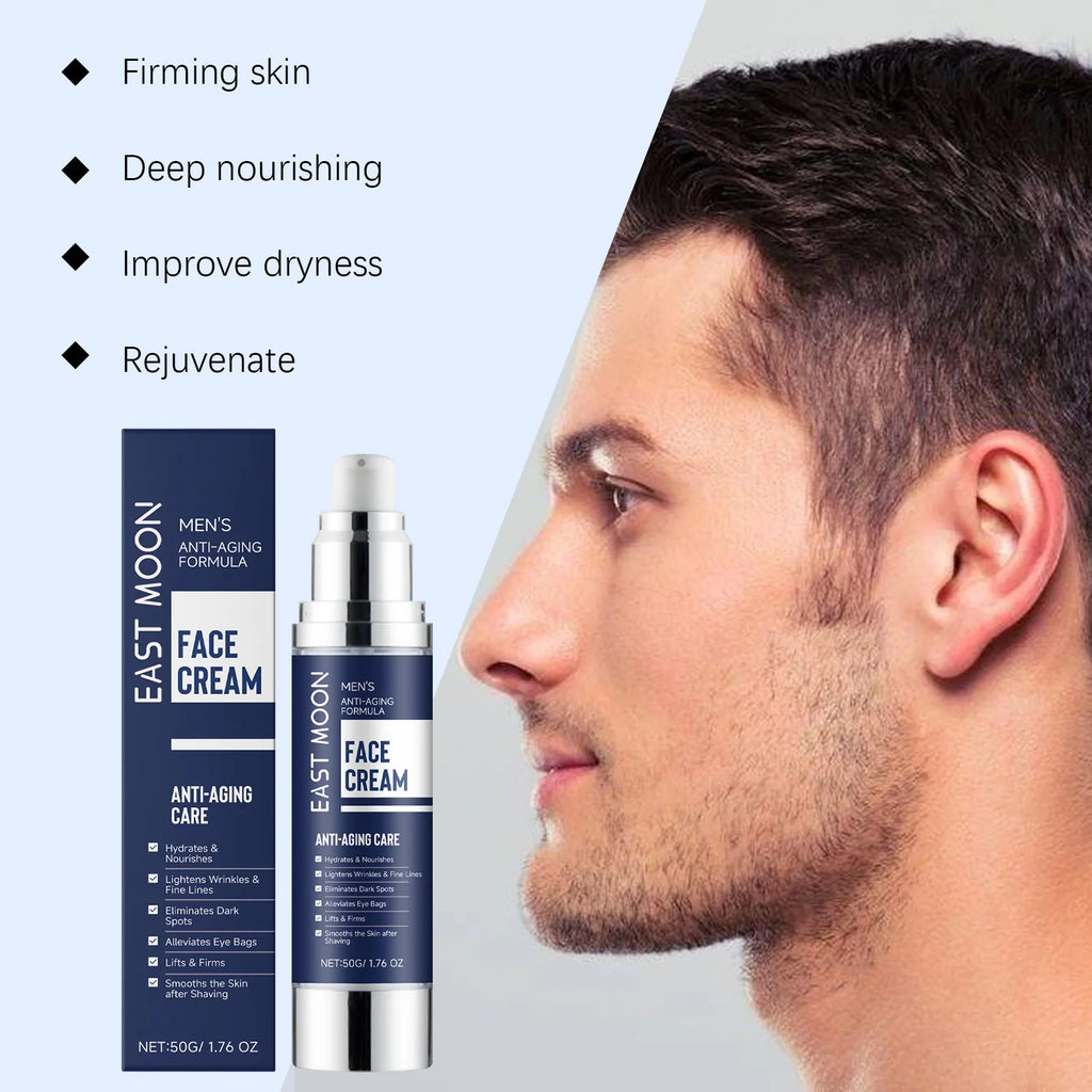 Feuchtigkeitscreme für Herren, Anti-Falten-Straffung, feuchtigkeitsspendend, nährend, leicht, tägliche Gesichtspflege für glatte, jugendliche Haut
