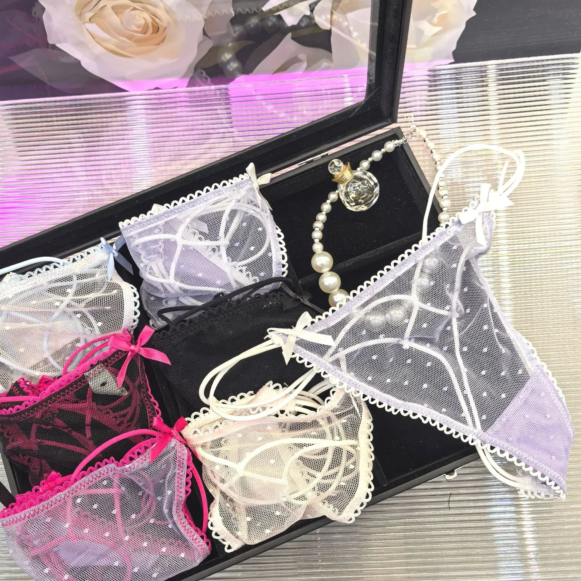 Bowknot Spitze Sexy Mädchen Slips Frauen Höschen Punkte Nahtlose G String Transparent Tanga Unterwäsche Niedrige Taille Weibliche Dessous