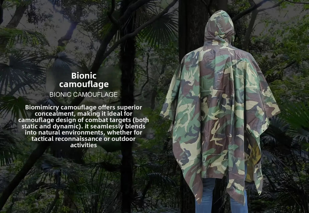 Drei-in-Eins-Tarnmantel, Regenmantel, Outdoor, Radfahren, Wandern, Bergsteigen, Camping, multifunktional, taktisch, wasserdicht...
