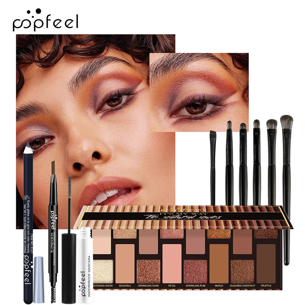 POPFEEL All-in-One-Make-up-Set, Geschenkset mit Lidschatten-Palette, Foundation, Lipgloss, Rouge, Pinsel, Eyeliner und mehr Schönheitsgeschenke