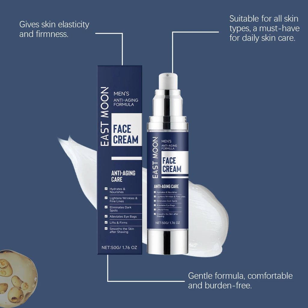 Feuchtigkeitscreme für Herren, Anti-Falten-Straffung, feuchtigkeitsspendend, nährend, leicht, tägliche Gesichtspflege für glatte, jugendliche Haut