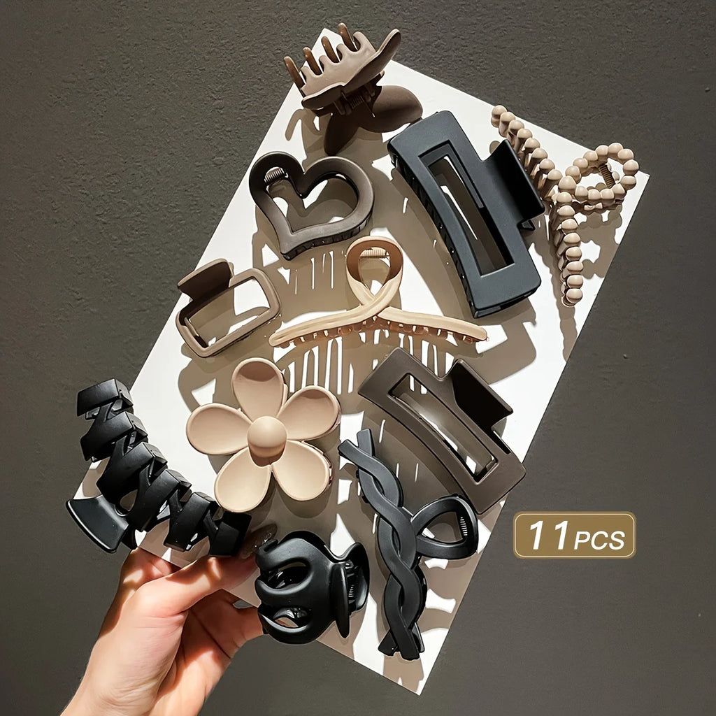 11-teiliges High-End-Clip-Set für Damen, mattiertes Clip-Set für den Hinterkopf, Hai-Clip, Kopfbedeckung