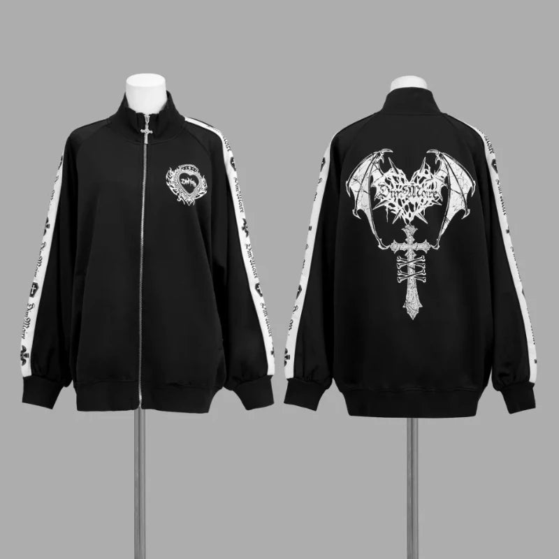 Japanische süße Mäntel Y2K Kleidung Hoodie Damen Tops Herbst und Winter Farbabstimmung Spleißen mit dicken Retro-Cardigan-Jacken