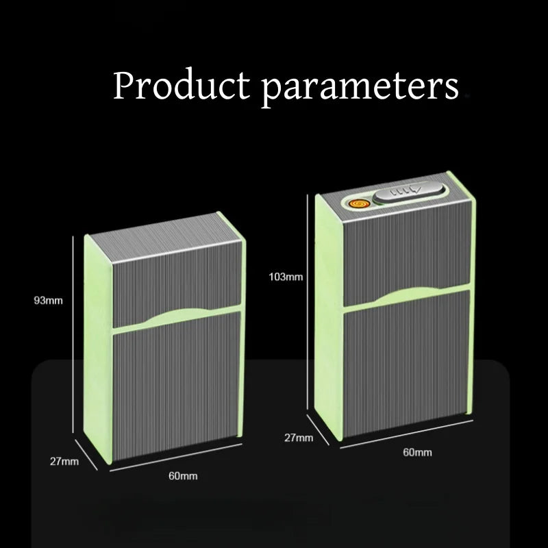 2 in 1 leuchtendes Zigarettenetui, 20 Stück, USB wiederaufladbar, Zigarettenanzünder, winddicht, Zigarettenetui, Geschenk, Raucherzubehör