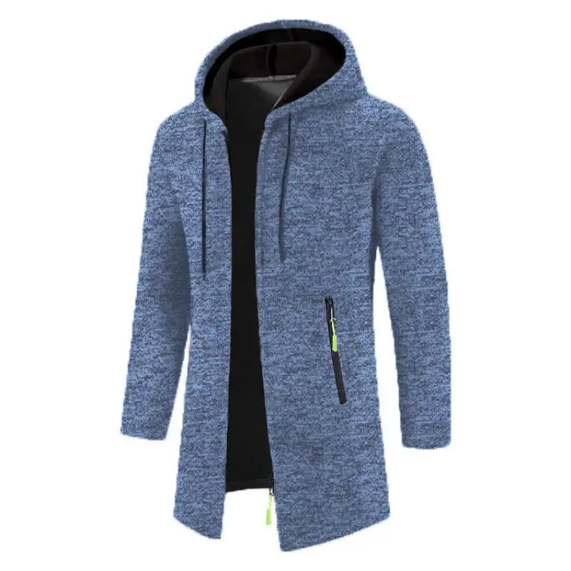 Frühling Herbst männer Mit Kapuze Lange Jacken Solide Stricken Strickjacke Outwear Casual Männlichen Mäntel Zipper Warme Streetwear Hoodies Jacke