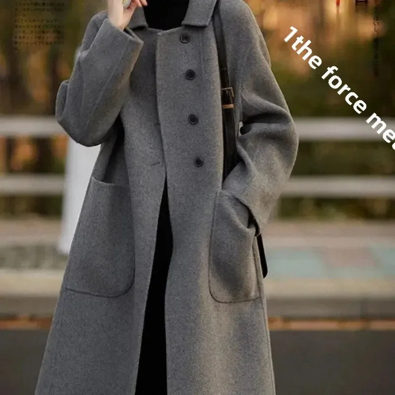 Plus Size Damen Loose-Fit High-End Doppelseitiger Fleecemantel Mittellanger Herbst/Winter Neuankömmling Trendiger Mantel