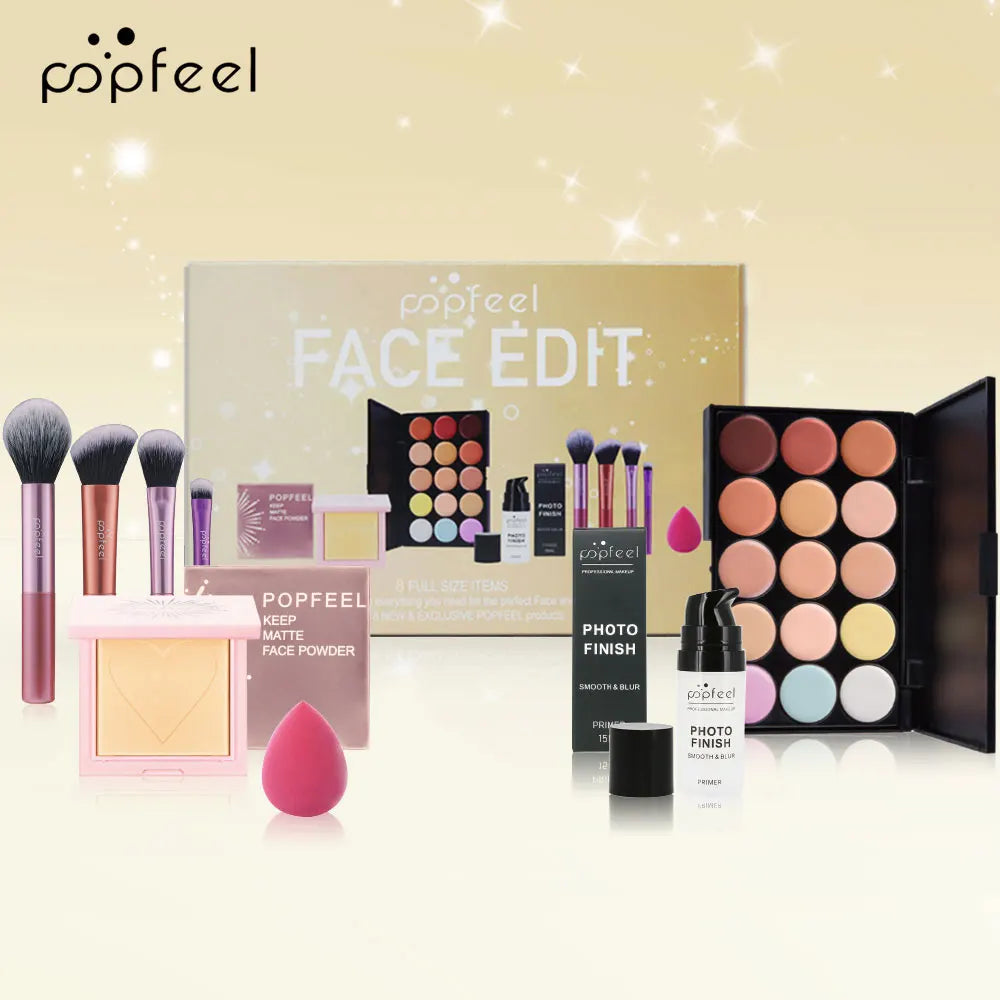 POPFEEL Gesichts-Make-up Mini Kit Foundation Primer Powder Foundation Make-up-Pinsel