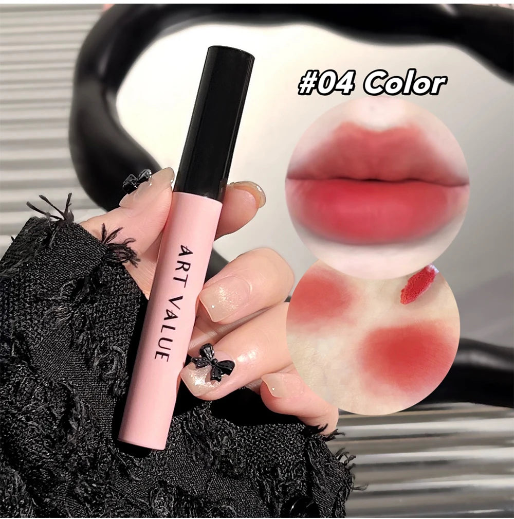 Rosa Liebesbrief Lippenschlamm Spiegelglasur Halskette Set Lippen Make-up Set mit mattem weichem Nebel und weißem Frauen Make-up Kosmetik Geschenke