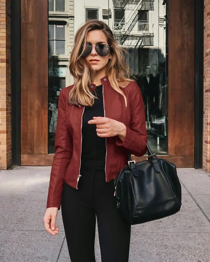 Frauen Flug Jacke Pu Leder Outwear Zipper Outfit Herbst Mode Kurze Dünne Weibliche Jacken Büro Dame Casual Mäntel