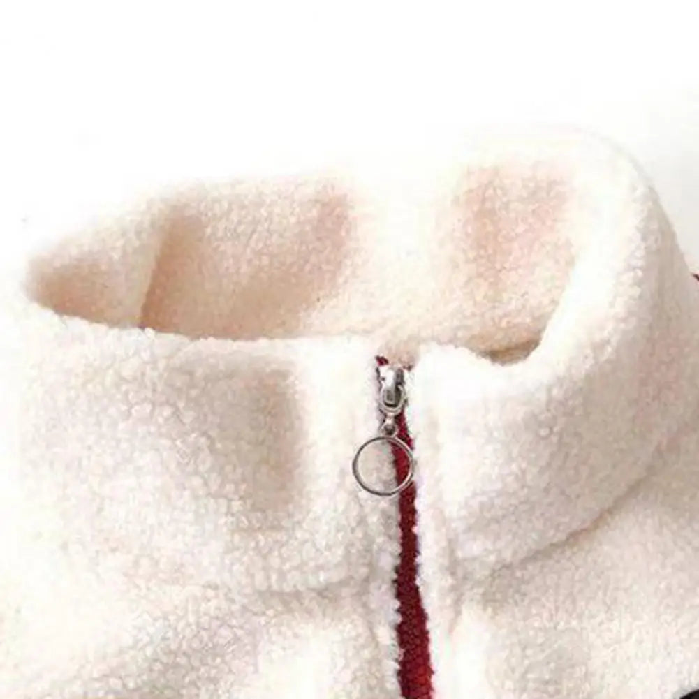 Winter Frauen Mantel Dicken Plüsch Stehkragen Reißverschluss Samt Jacke Colorblock Lange Ärmel Taschen Strickjacke Oberbekleidung