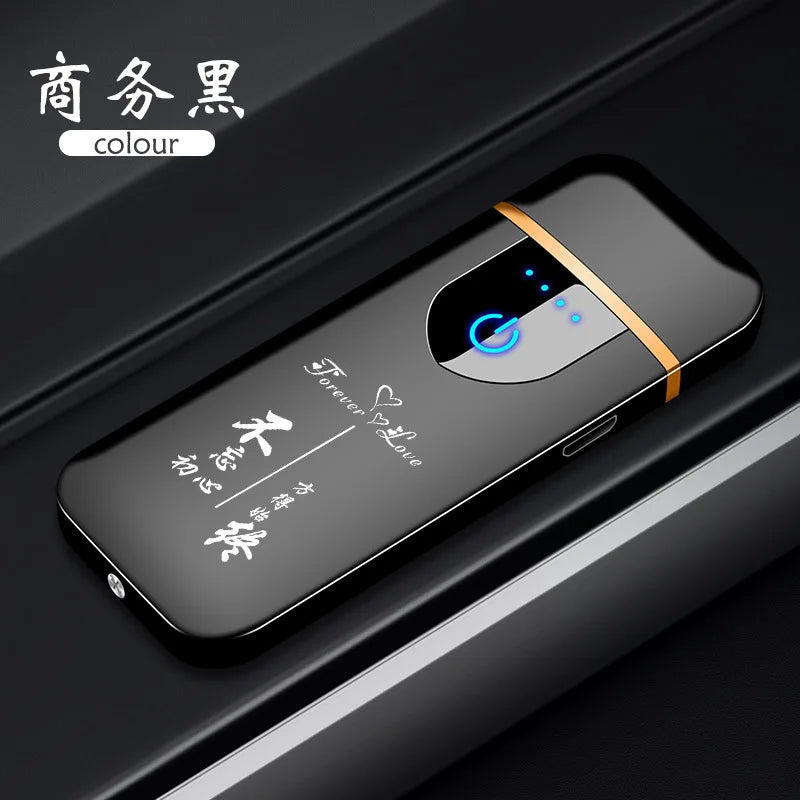 Berührungsempfindliches USB-Lade-Wolframdraht-Feuerzeug für den Außenbereich, winddicht, elektrisch, flammenlos, Spule, Zigarettenanzünder als Geschenk für Männer