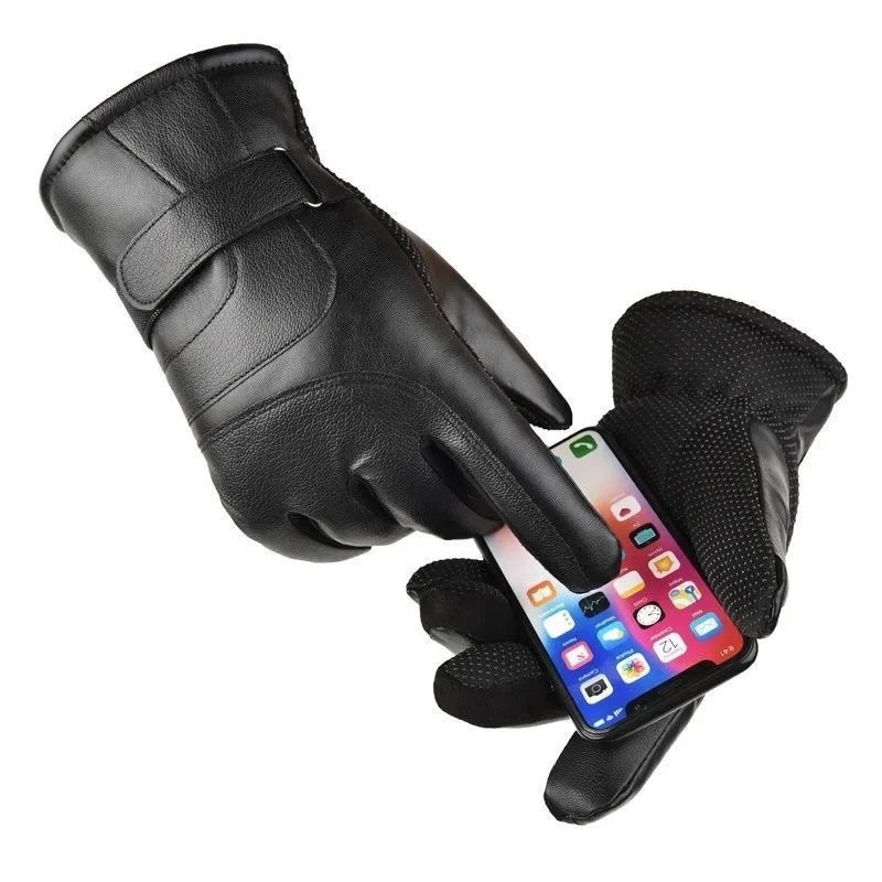 Herren-Winterhandschuhe, verdickt, mit Fleece gefüttert, Touchscreen, wasserdicht, winddicht, kältebeständig, Motorradfahren, Outdoor, Skifahren