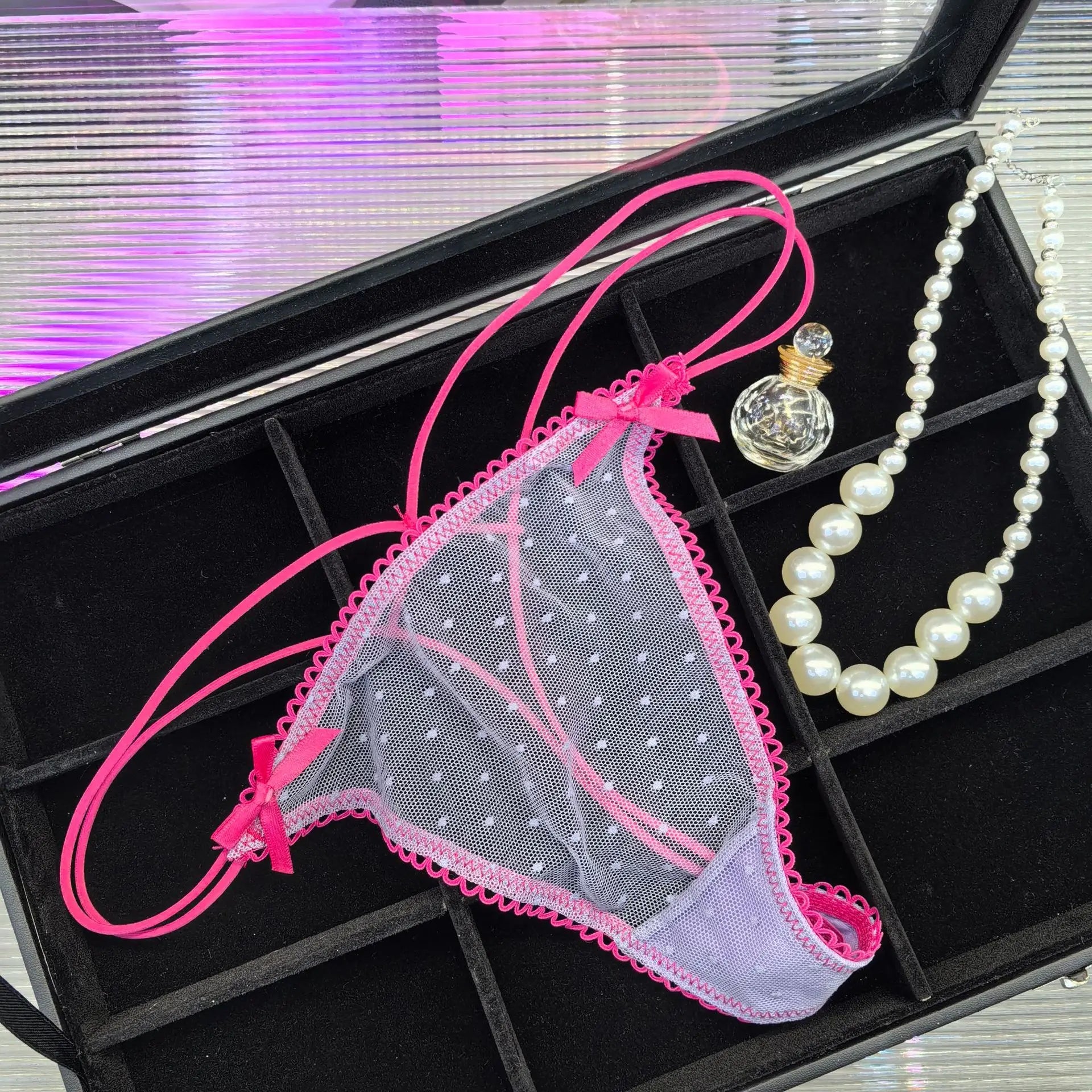 Bowknot Spitze Sexy Mädchen Slips Frauen Höschen Punkte Nahtlose G String Transparent Tanga Unterwäsche Niedrige Taille Weibliche Dessous