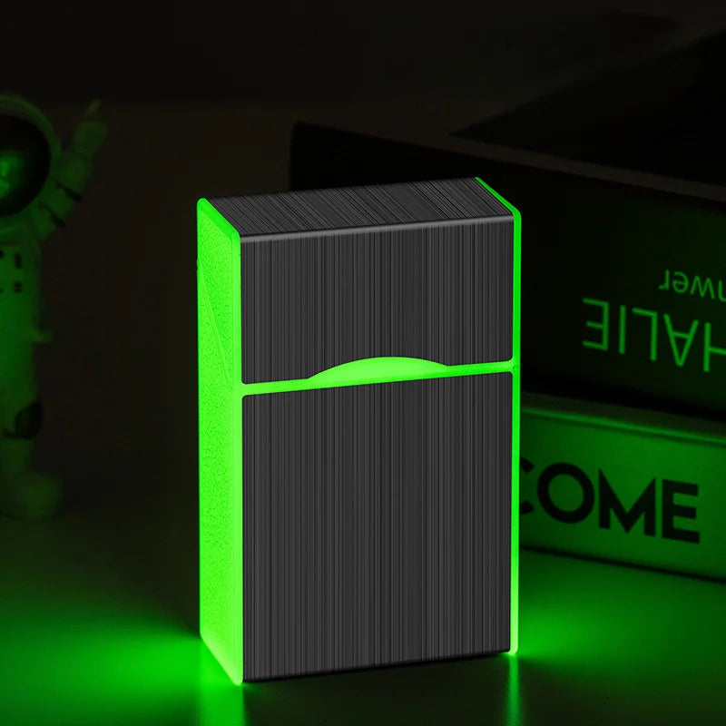 2 in 1 leuchtendes Zigarettenetui, 20 Stück, USB wiederaufladbar, Zigarettenanzünder, winddicht, Zigarettenetui, Geschenk, Raucherzubehör