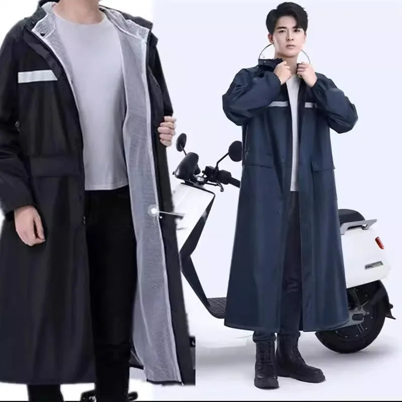 Langer, einteiliger Regenmantel für Erwachsene aus Segeltuch, wasserdicht, Wander-Regenanzug, Herren-All-Body-Regenschutzkleidung, langlebiges Oxford-Tuch