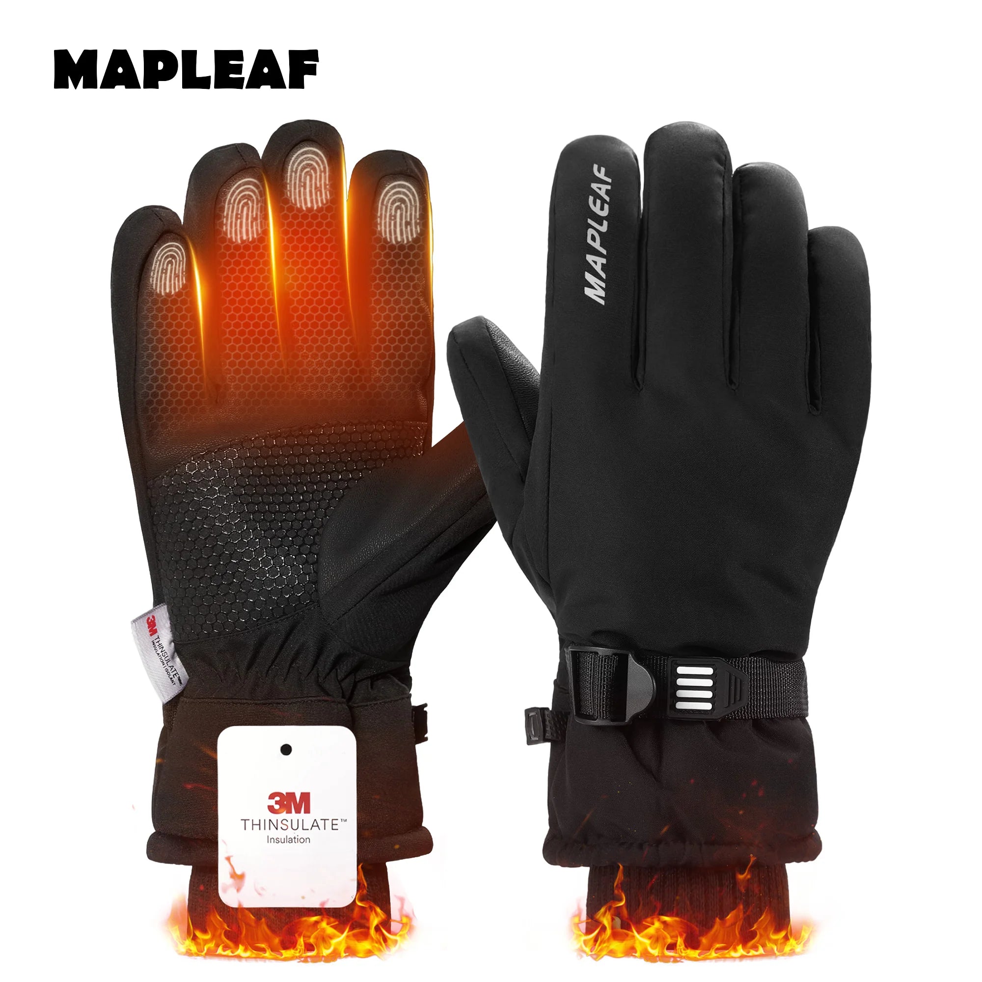 MAPLEAF Skihandschuhe Winter Wasserdicht Winddicht 3M Outdoor Snowboard Handschuhe Schneemobil Handschuhe Thermo Motorrad Radfahren Handschuhe