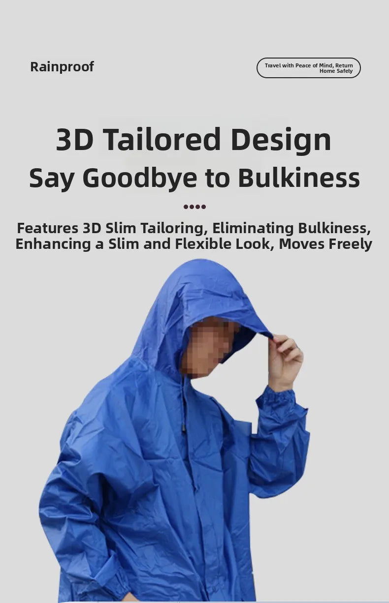 Verdickter Polyester-Stoff, Motorrad, Elektrofahrzeug, Reiten, Regenanzug, atmungsaktiv, abnehmbarer Regenmantel und Hose für Erwachsene