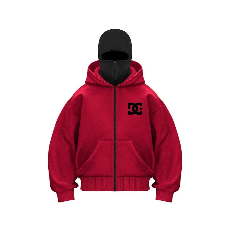 „2025 Herren-Designerbekleidung: Kapuzenpullover mit doppeltem Reißverschluss, maskiertes Hip-Hop-Sweatshirt für Herbst und Winter, Fitness- und Freizeit-Hoodie.