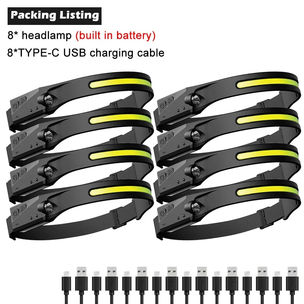 1-10PCS LED Sensor Scheinwerfer Eingebaute Batterie USB Aufladbare Kopf Taschenlampe Scheinwerfer Kopf Taschenlampe Camping Angeln Suche licht