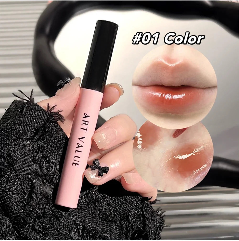 Rosa Liebesbrief Lippenschlamm Spiegelglasur Halskette Set Lippen Make-up Set mit mattem weichem Nebel und weißem Frauen Make-up Kosmetik Geschenke