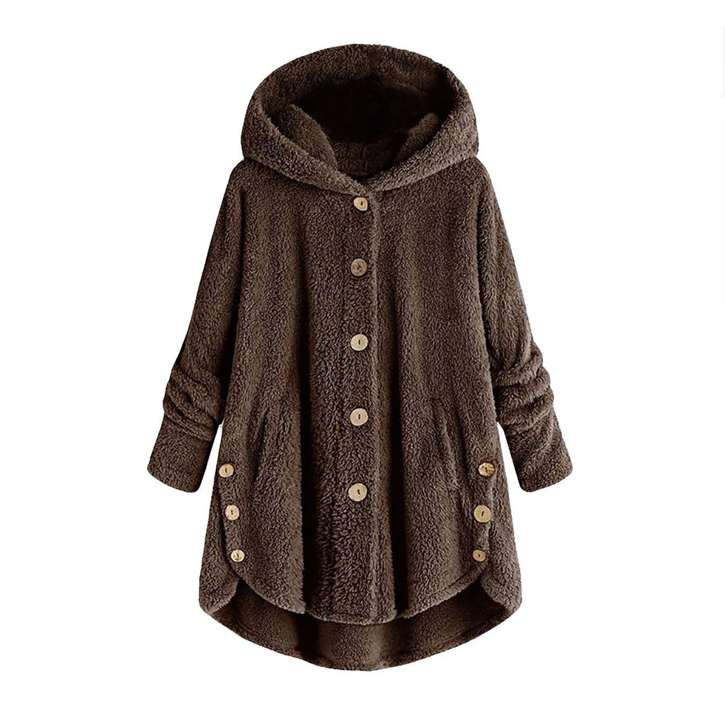 Herbst Winter Mantel Frauen Warme Mantel Wolle Jacke Weibliche Plüsch Mantel Mit Kapuze Jacke Neue frauen Mäntel Einfarbig Jacke