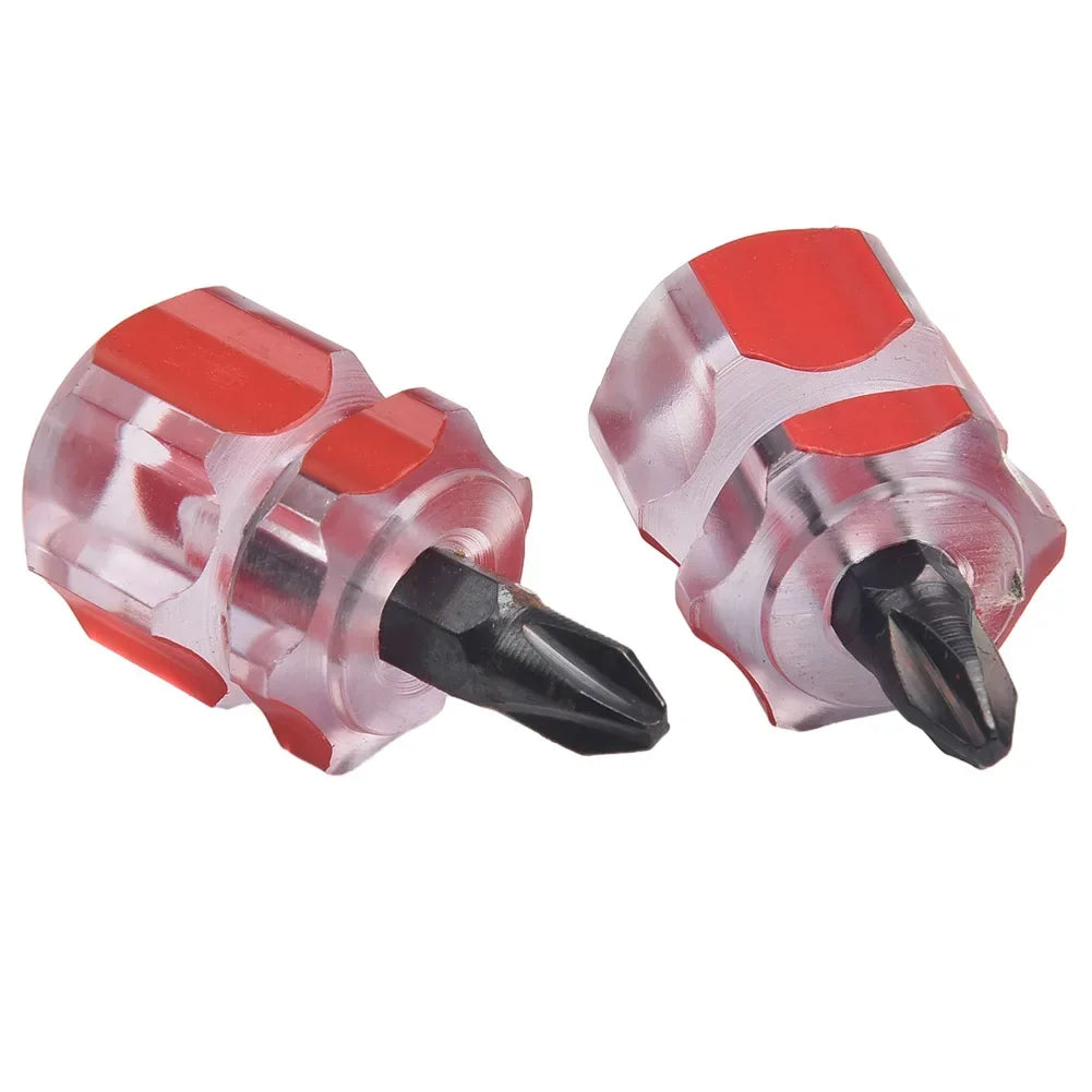 2/6PCS Mini Flachkopf Schraubendreher Nähmaschine Kreuz-kopf Kurzen Schraubendreher DIY Transparent Griff Reparatur Werkzeuge