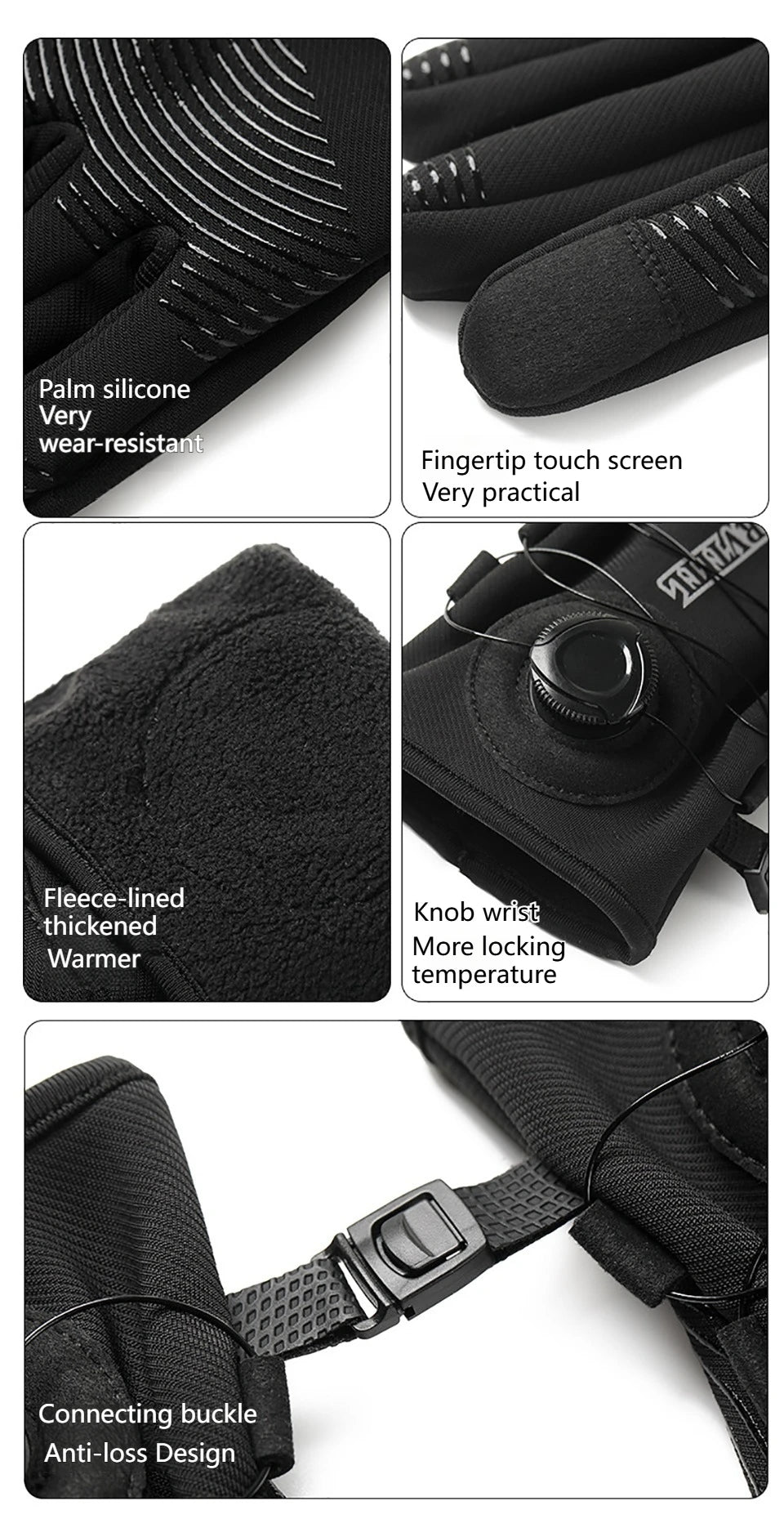 GTUBIKE 1 Paar Winter-Fahrradhandschuhe, warm, wasserdicht, winddicht, Unisex, mit Touchscreen für Outdoor-Reiten, Skifahren, Laufen, Fahrrad