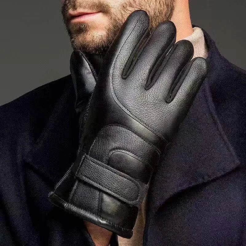 Herren-Winterhandschuhe, verdickt, mit Fleece gefüttert, Touchscreen, wasserdicht, winddicht, kältebeständig, Motorradfahren, Outdoor, Skifahren