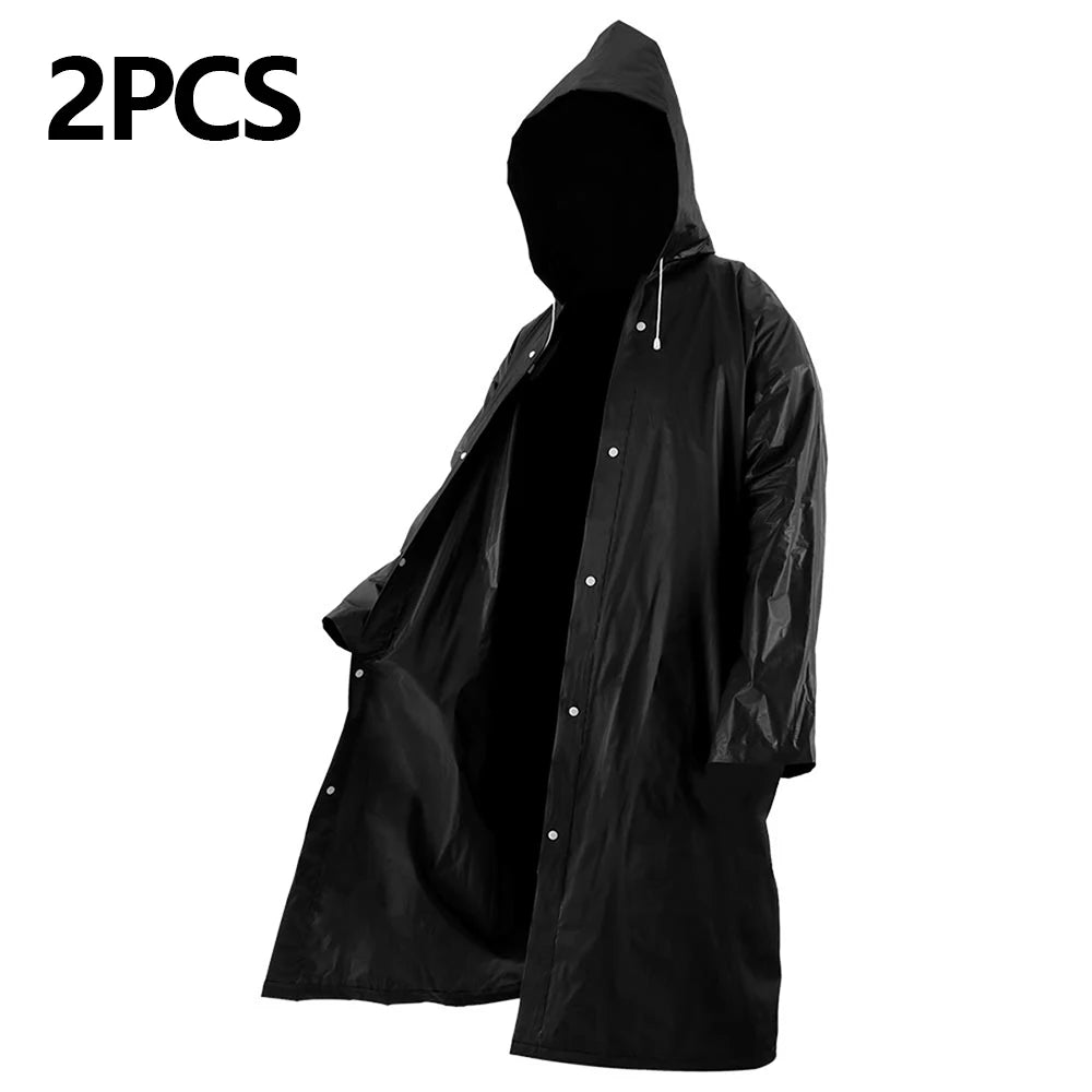 1/2/3 Stück Regenmantel EVA, modischer wasserdichter langer Regenmantel für Erwachsene, wiederverwendbarer winddichter Regenponcho für Erwachsene mit verstellbarer Kapuze und Armen