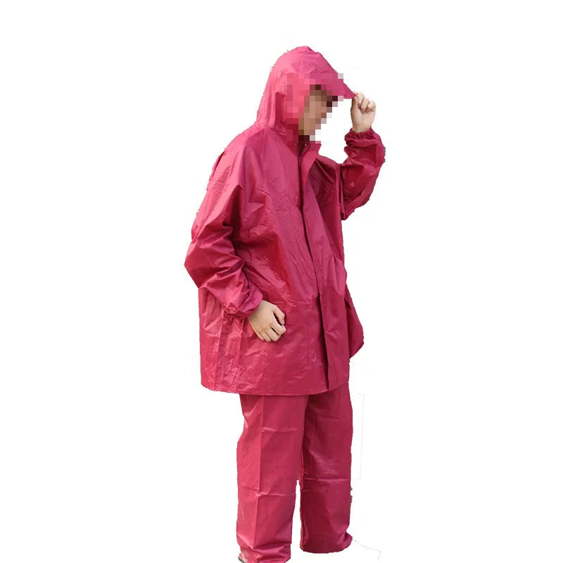 Verdickter Polyester-Stoff, Motorrad, Elektrofahrzeug, Reiten, Regenanzug, atmungsaktiv, abnehmbarer Regenmantel und Hose für Erwachsene