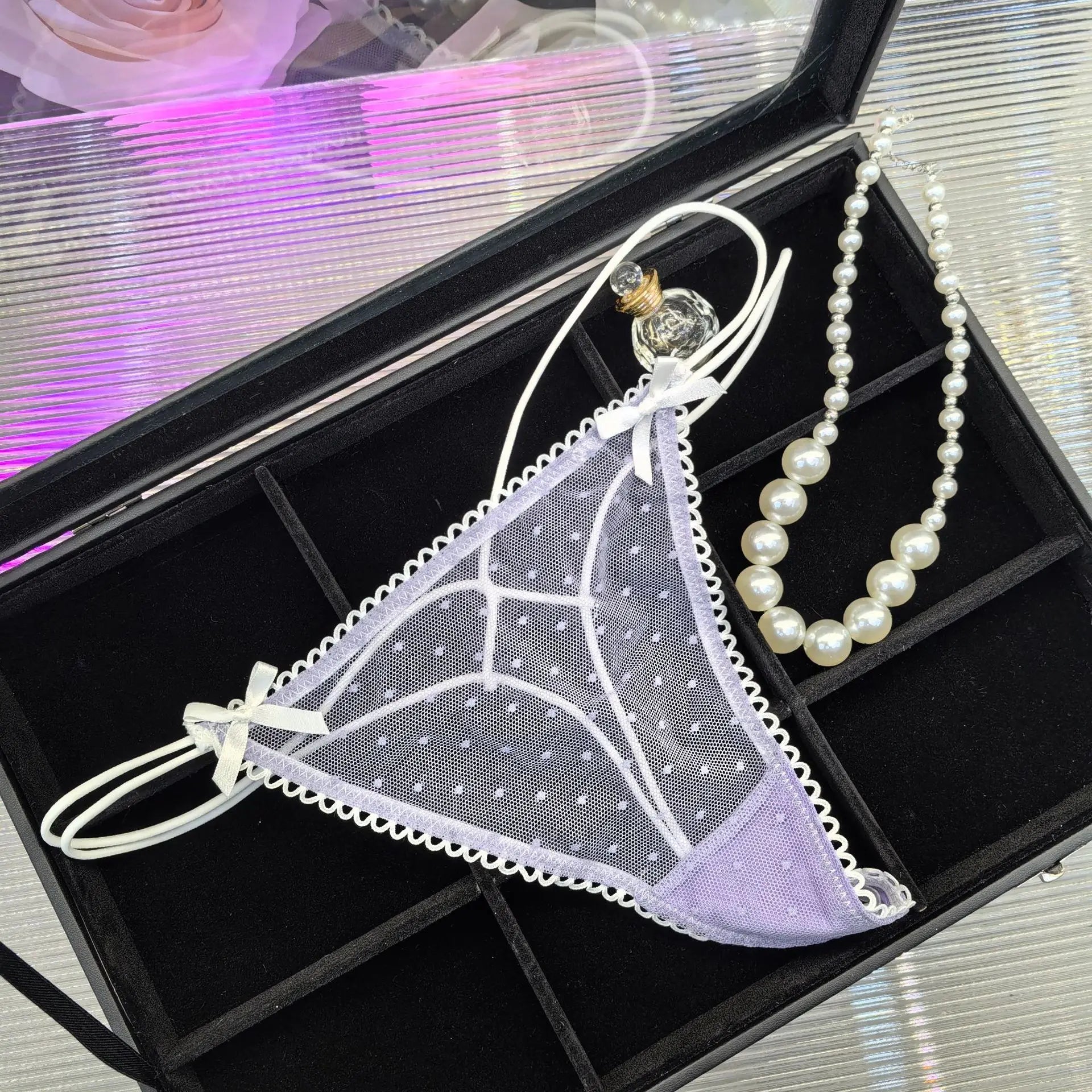 Bowknot Spitze Sexy Mädchen Slips Frauen Höschen Punkte Nahtlose G String Transparent Tanga Unterwäsche Niedrige Taille Weibliche Dessous