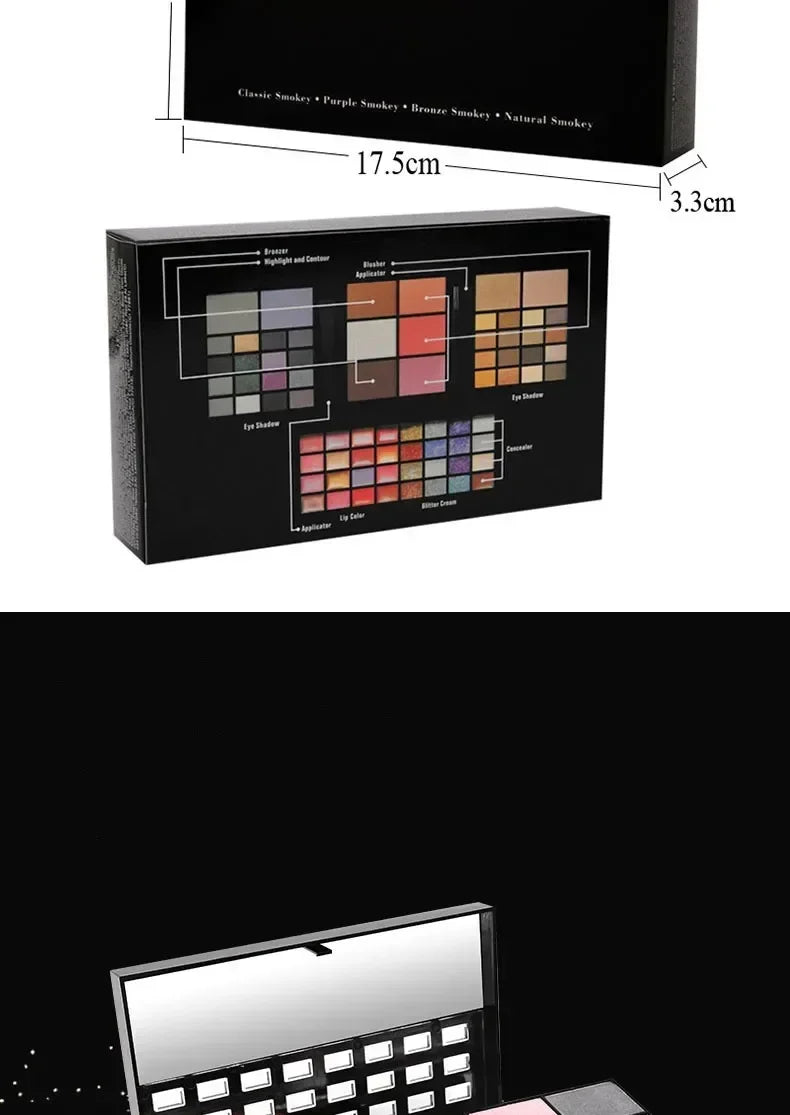 74Farben Lidschatten Lipgloss Perlglanz Matt Concealer Flash Lippenstift Frauen Kosmetik Professionelle Geschenkbox Weihnachtsmake-up