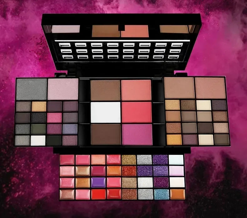 74Farben Lidschatten Lipgloss Perlglanz Matt Concealer Flash Lippenstift Frauen Kosmetik Professionelle Geschenkbox Weihnachtsmake-up