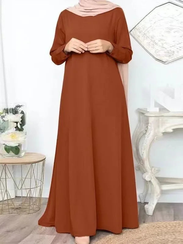 Solide Lose Abaya Für Frauen Casual Elegante Langarm Langes Kleid Einfache Muslimischen Kleid Frauen Modest Islamische Kleidung EID Ramadan