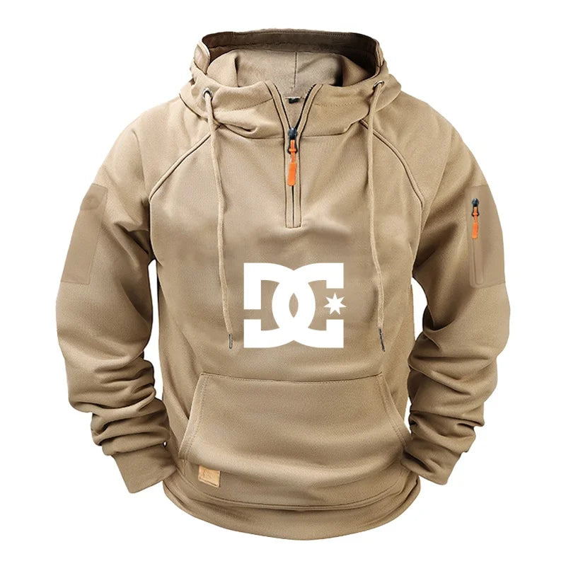 Neuer modischer Herrenpullover mit Reißverschluss, langärmeliges Sweatshirt, lässiges Herbst-Sweatshirt, Frühlings- und Herbststil mit mehreren Taschen