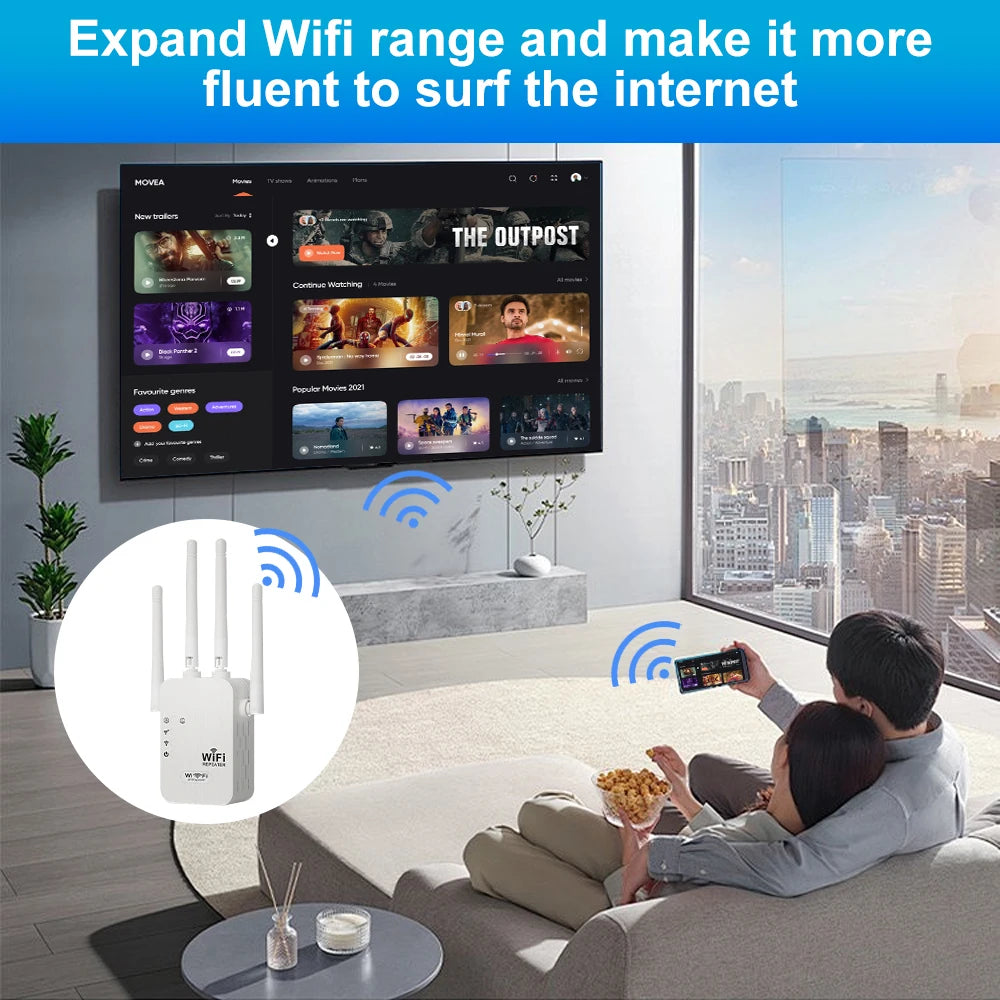 Ourlife Dual-Netzwerkschnittstelle WiFi Repeater Signalverstärker Router Netzwerkverstärker Long Range Signal für kleines Büro