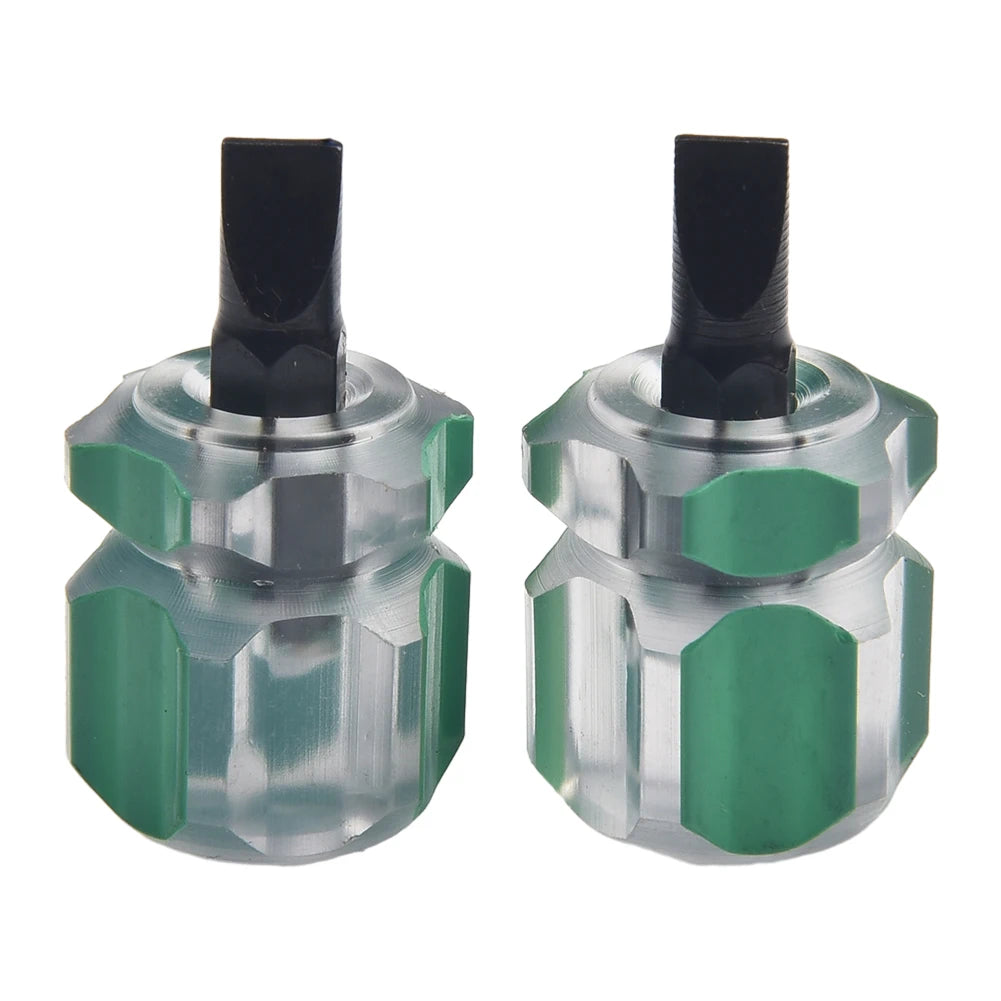 2/6PCS Mini Flachkopf Schraubendreher Nähmaschine Kreuz-kopf Kurzen Schraubendreher DIY Transparent Griff Reparatur Werkzeuge