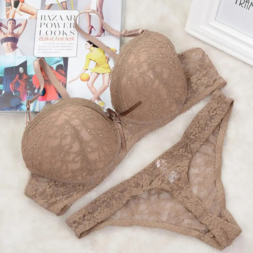 Sexy Spitze Bh Set Strass Volle Tasse Bügel Bhs Damen Push-Up Unterwäsche Thongs Set Weibliche Büstenhalter G-string Dessous