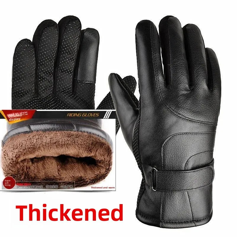Herren-Winterhandschuhe, verdickt, mit Fleece gefüttert, Touchscreen, wasserdicht, winddicht, kältebeständig, Motorradfahren, Outdoor, Skifahren
