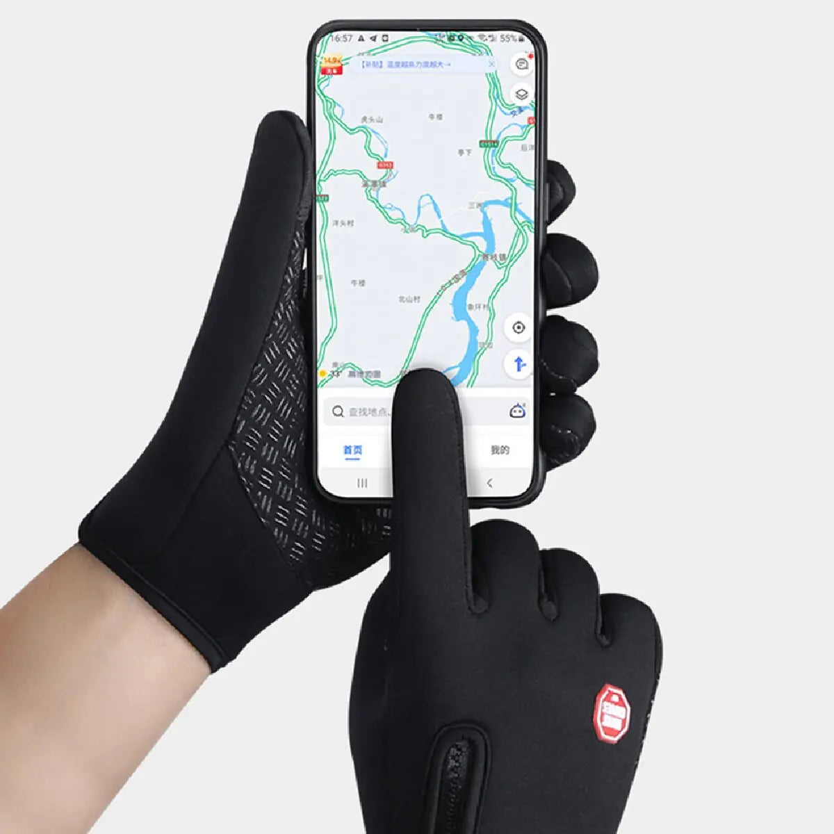 Winddichte warme Handschuhe für den Winter, rutschfest, Silikon-Touchscreen, Vollfinger, kältebeständig, für Fahrrad, Radfahren, Touchscreen, Sporthandschuhe