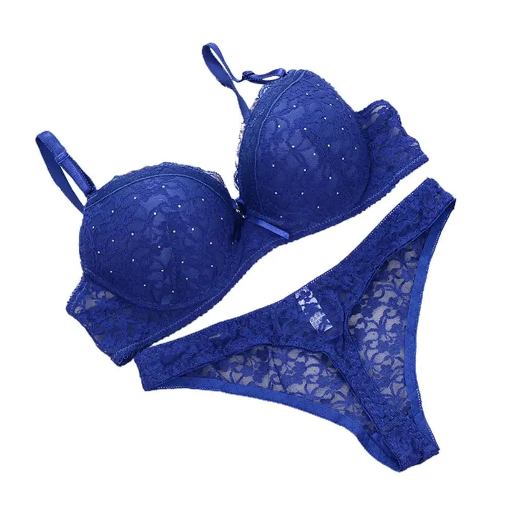 Sexy Spitze Bh Set Strass Volle Tasse Bügel Bhs Damen Push-Up Unterwäsche Thongs Set Weibliche Büstenhalter G-string Dessous