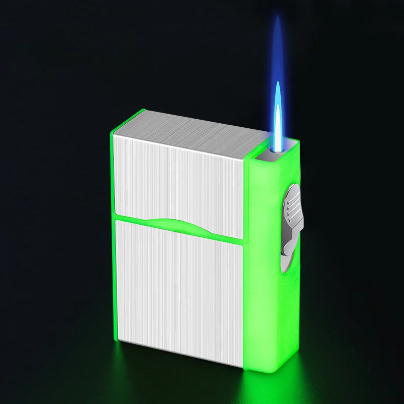2 in 1 leuchtendes Zigarettenetui, 20 Stück, USB wiederaufladbar, Zigarettenanzünder, winddicht, Zigarettenetui, Geschenk, Raucherzubehör
