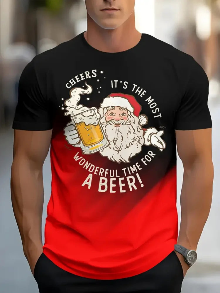 Lustiges Weihnachtsmann-T-Shirt für Herren, Tops, Weihnachten, kurzärmelig, O-Ausschnitt, Y2k-Kleidung, Übergröße, Sommer-T-Shirt, Herren, Freizeitkleidung