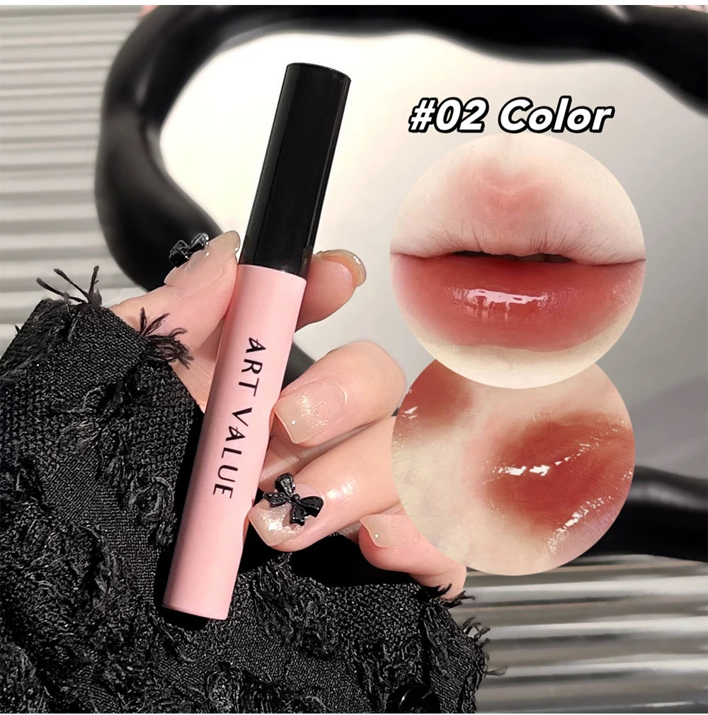 Rosa Liebesbrief Lippenschlamm Spiegelglasur Halskette Set Lippen Make-up Set mit mattem weichem Nebel und weißem Frauen Make-up Kosmetik Geschenke