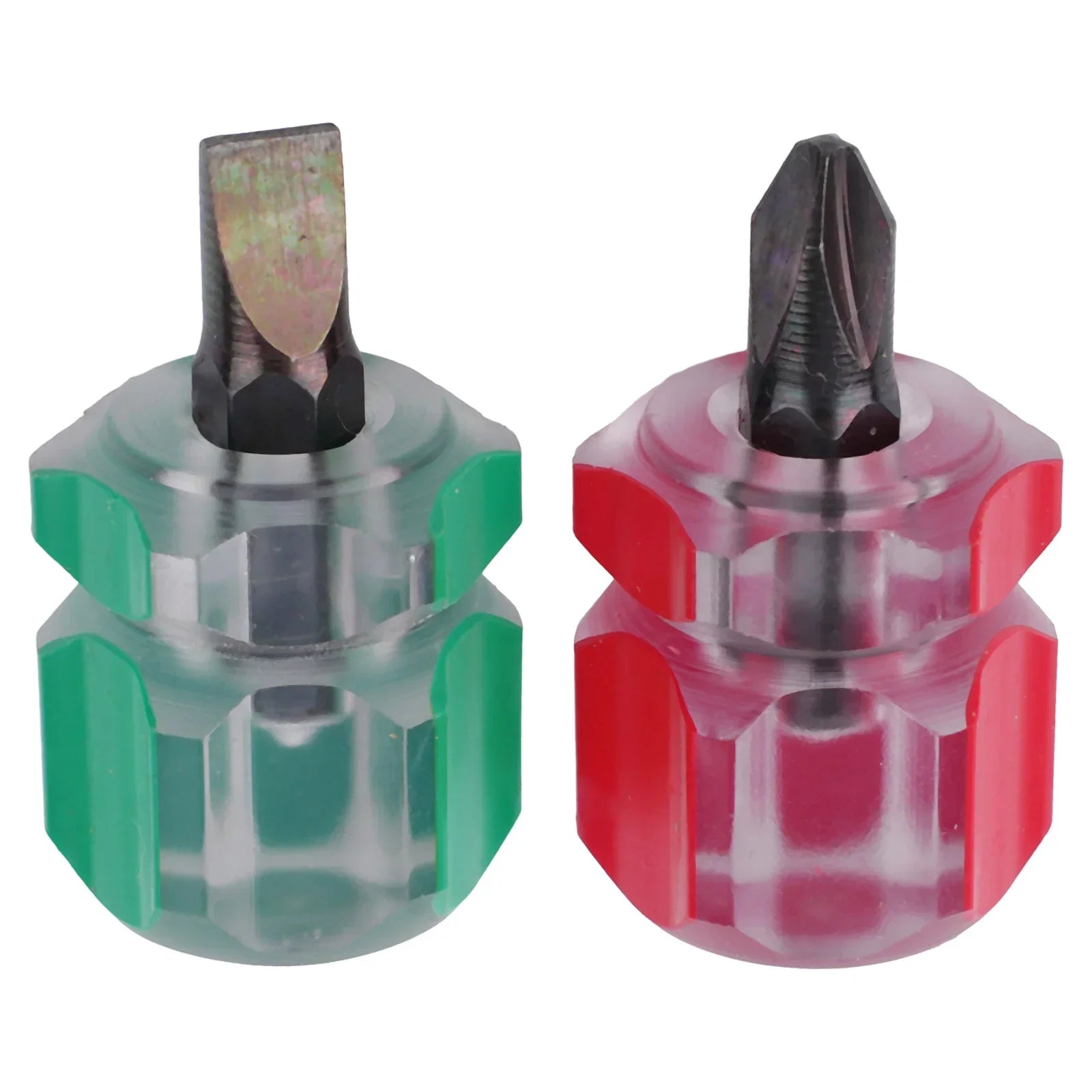 2/6PCS Mini Flachkopf Schraubendreher Nähmaschine Kreuz-kopf Kurzen Schraubendreher DIY Transparent Griff Reparatur Werkzeuge