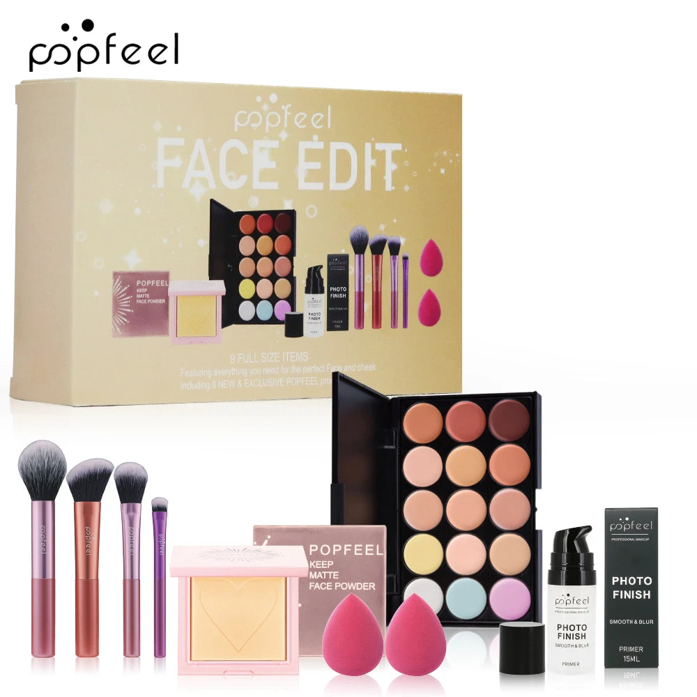 POPFEEL Gesichts-Make-up Mini Kit Foundation Primer Powder Foundation Make-up-Pinsel
