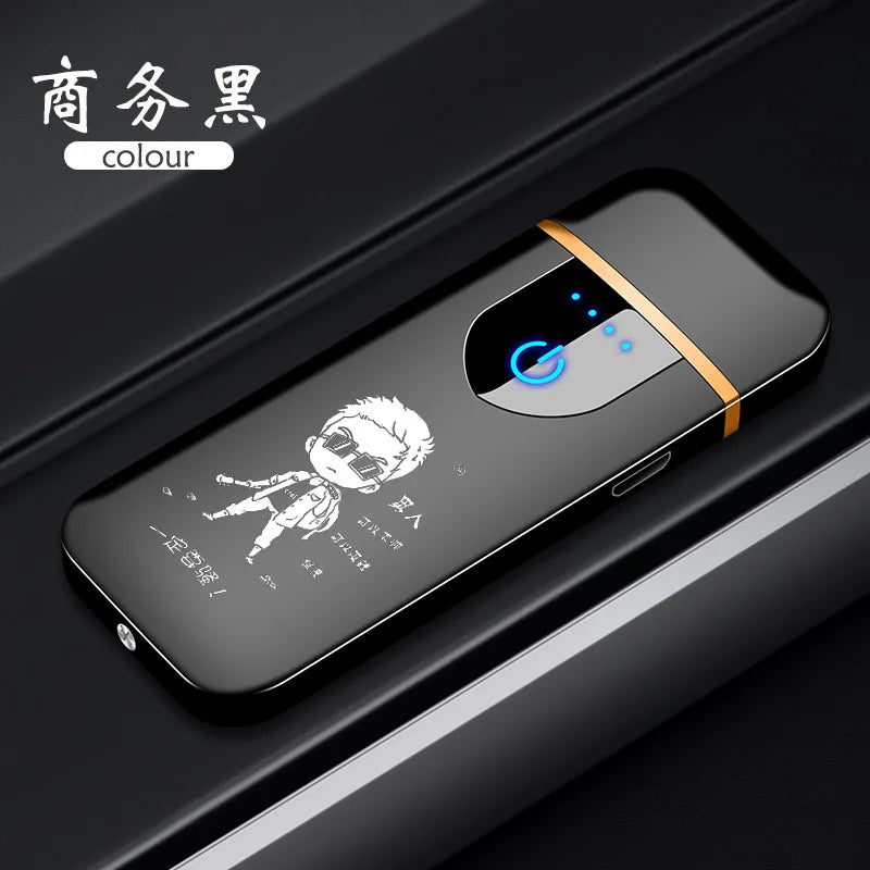 Berührungsempfindliches USB-Lade-Wolframdraht-Feuerzeug für den Außenbereich, winddicht, elektrisch, flammenlos, Spule, Zigarettenanzünder als Geschenk für Männer