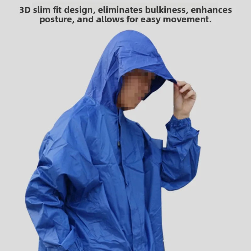 Verdickter Polyester-Stoff, Motorrad, Elektrofahrzeug, Reiten, Regenanzug, atmungsaktiv, abnehmbarer Regenmantel und Hose für Erwachsene