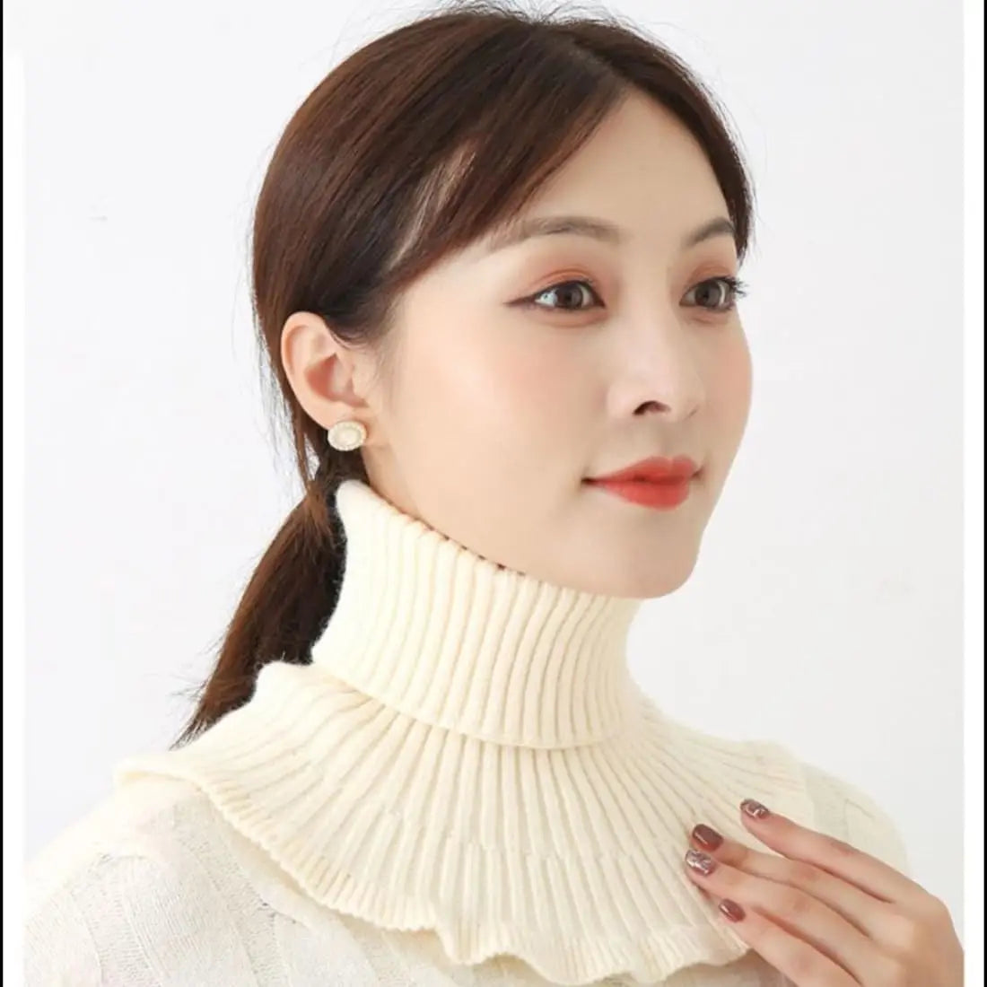 Gestrickter Rollkragenpullover mit falschem Kragen, abnehmbarer Krageneinsatz, Rollkragenschal für Damen, Schal mit gefälschtem Kragen, gestrickt, warmer Winter-Windpro