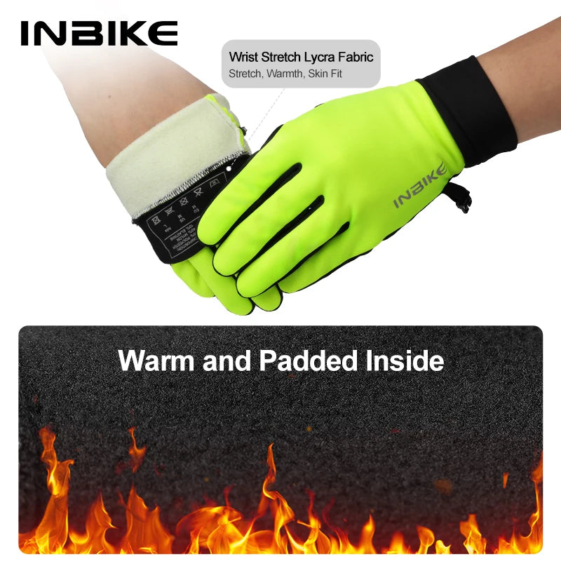 INBIKE Winter-Fahrradhandschuhe für Herren und Damen, warmer Fleece-Fahrradhandschuh zum Reiten, Fahrradhandschuhe, wasserdichtes Touchscreen-Zubehör